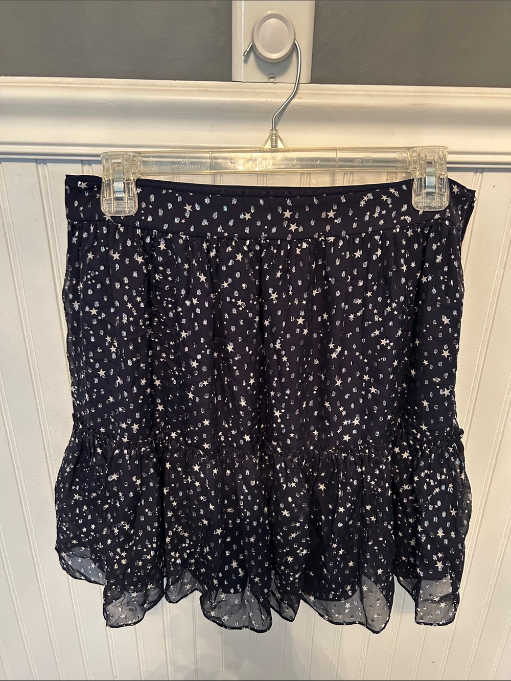 kate spade Navy Star-Print Tiered Mini Skirt